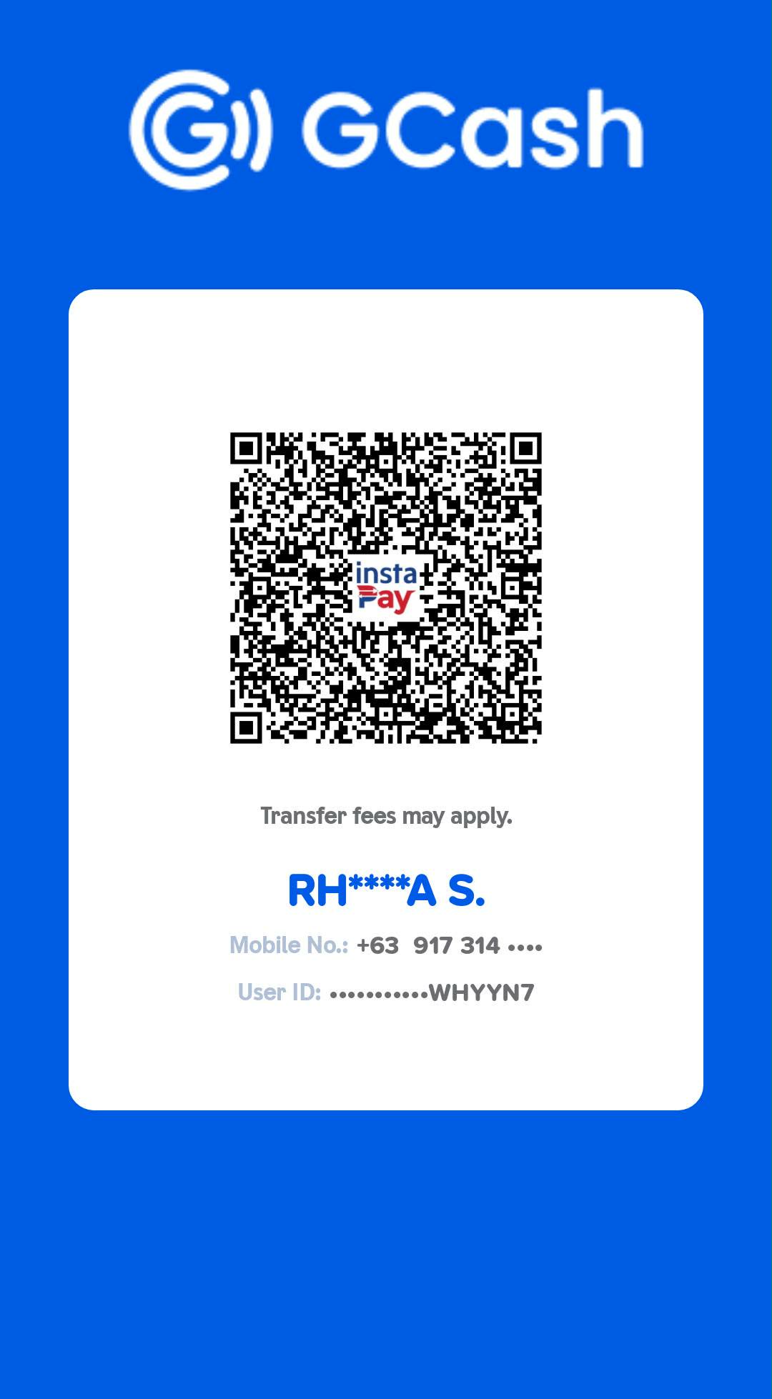 GCash QR code for payment to Rhoda Santos